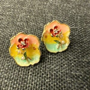 Colorful flower enamel earrings